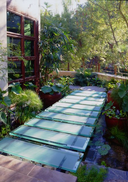 Walkway and koi pond designed by Peter Logan for the the Green Home under the H