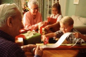 Wrapping Christmas Presents with Grandparents